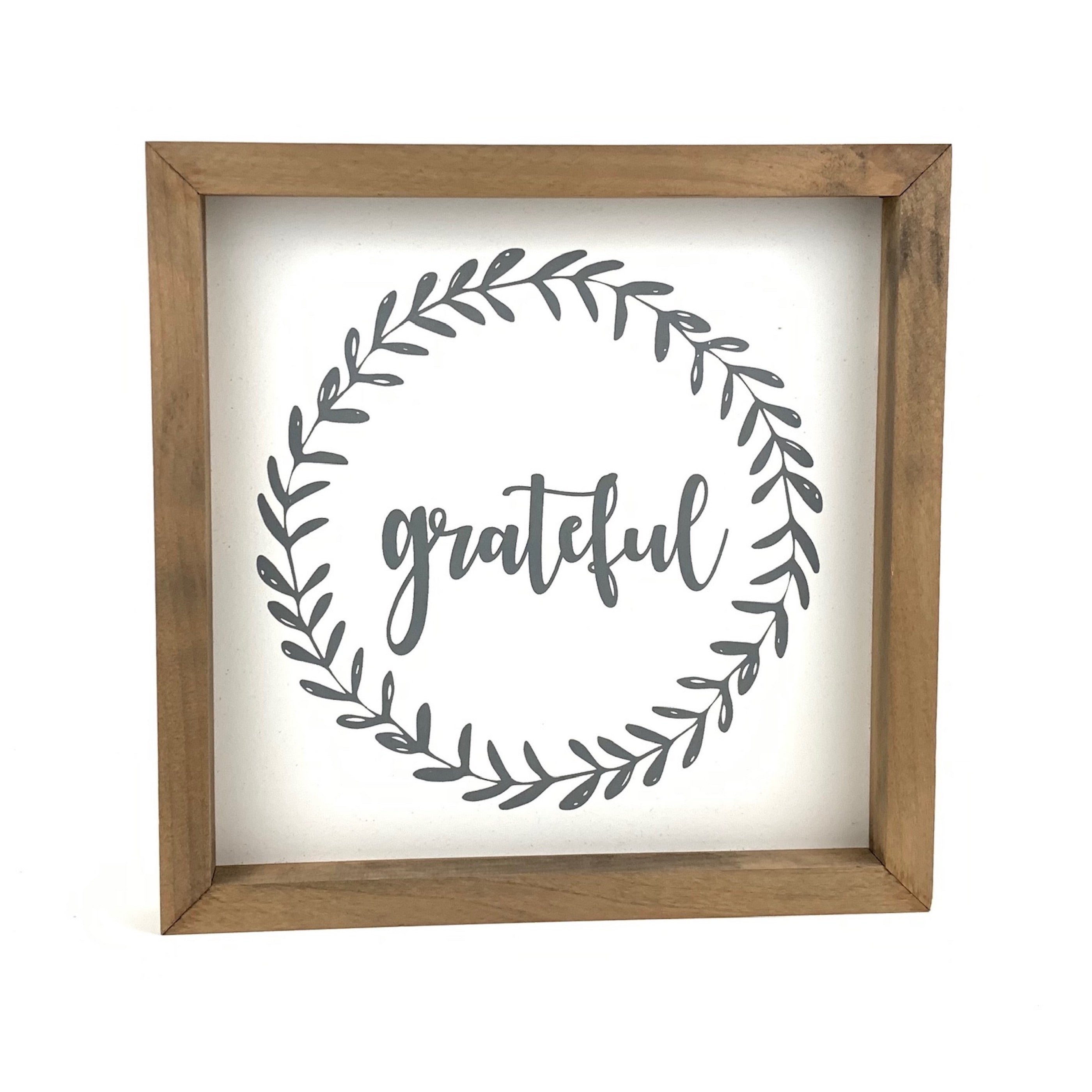 Grateful Wreath Framed Saying