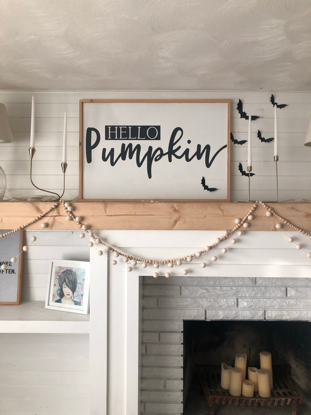 Wall decor Hello Pumpkin framed quote sign