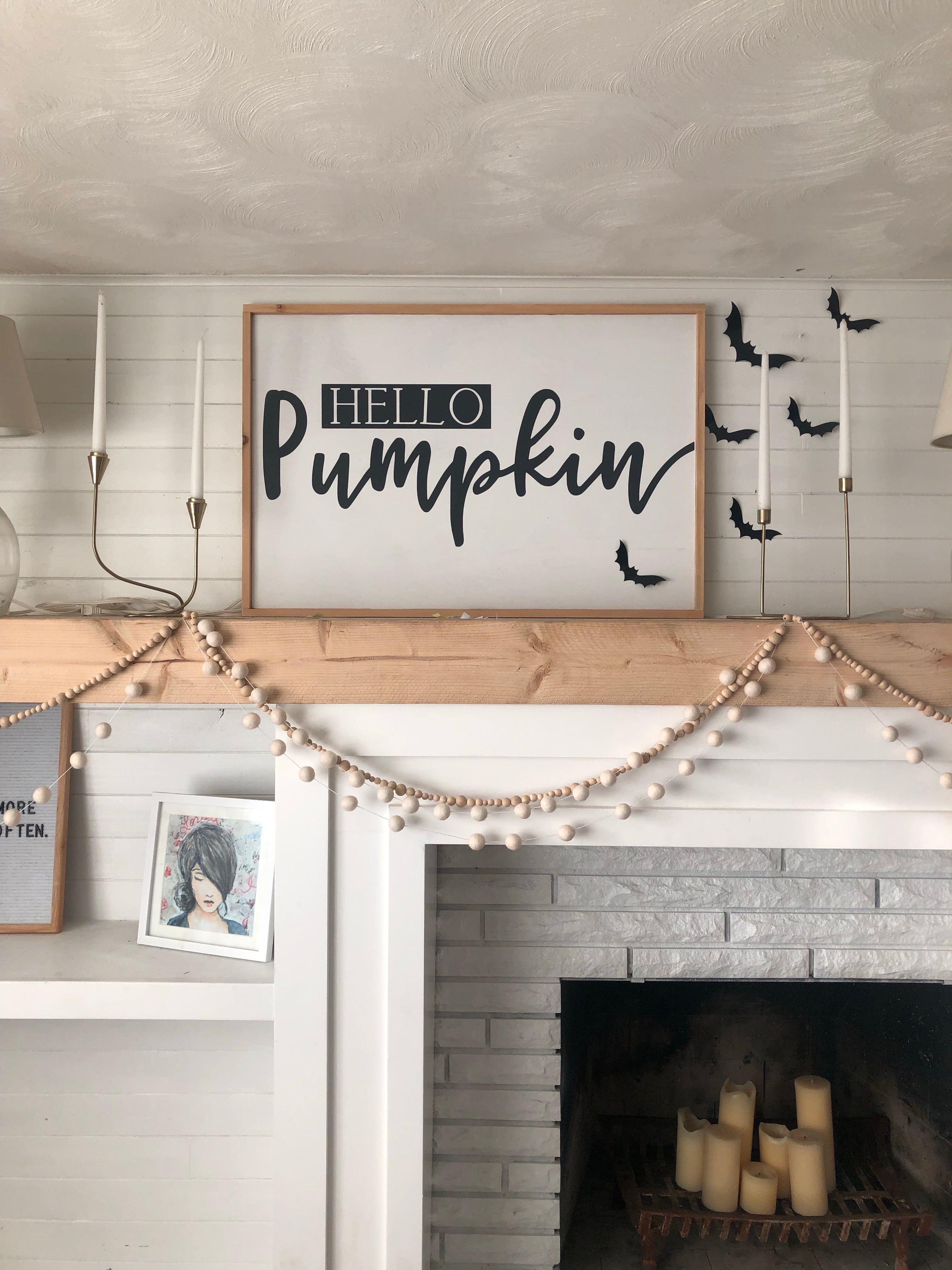 Wall decor Hello Pumpkin framed quote sign