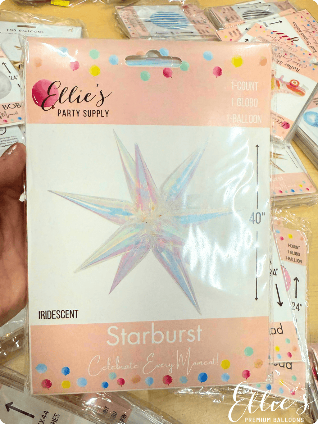 Iridescent Starburst Cluster Balloon | Holographic 12-Point Foil Star