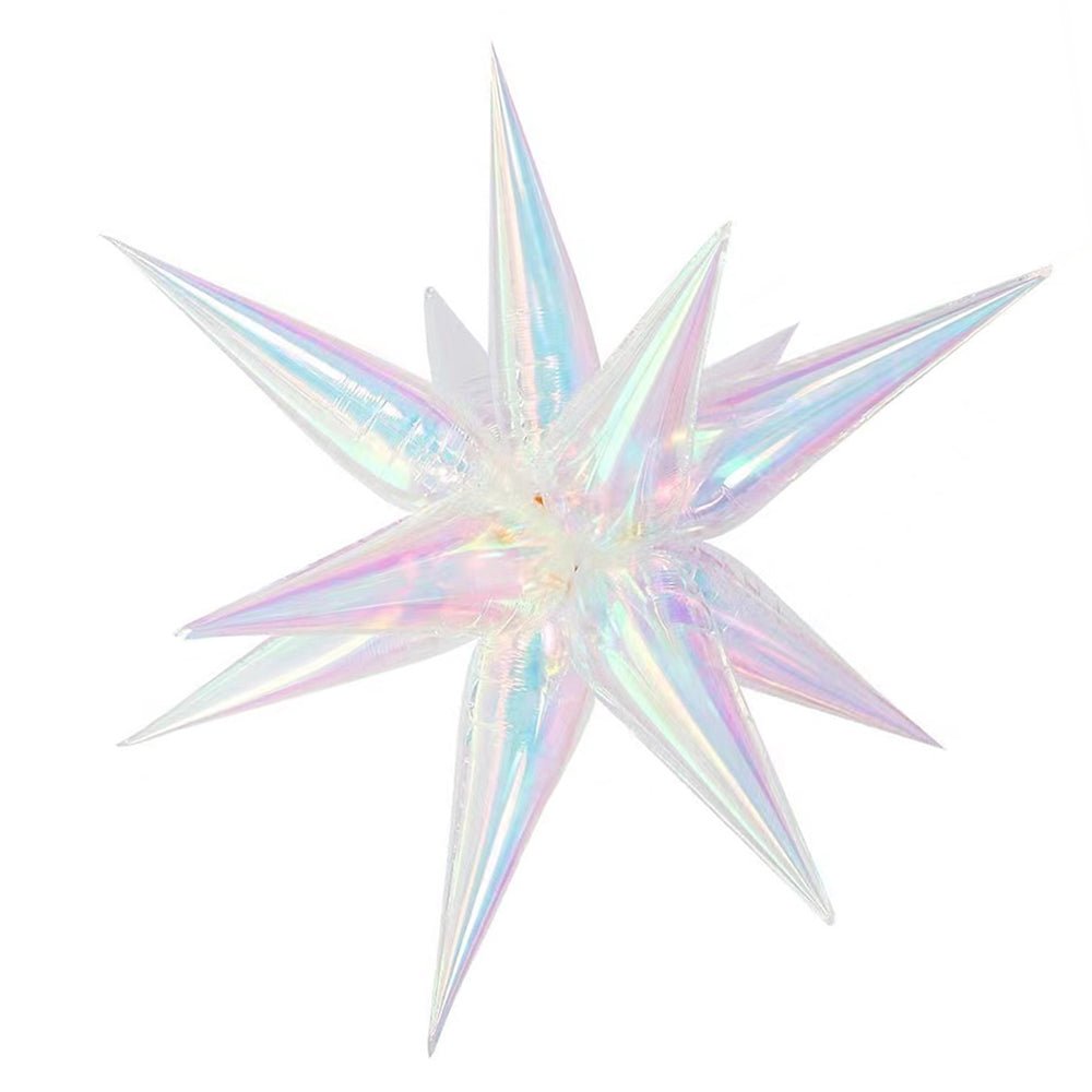 Iridescent Starburst Cluster Balloon | Holographic 12-Point Foil Star