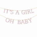 It’s a Girl & Oh Baby Pink Baby Shower Banner – Gold Foil
