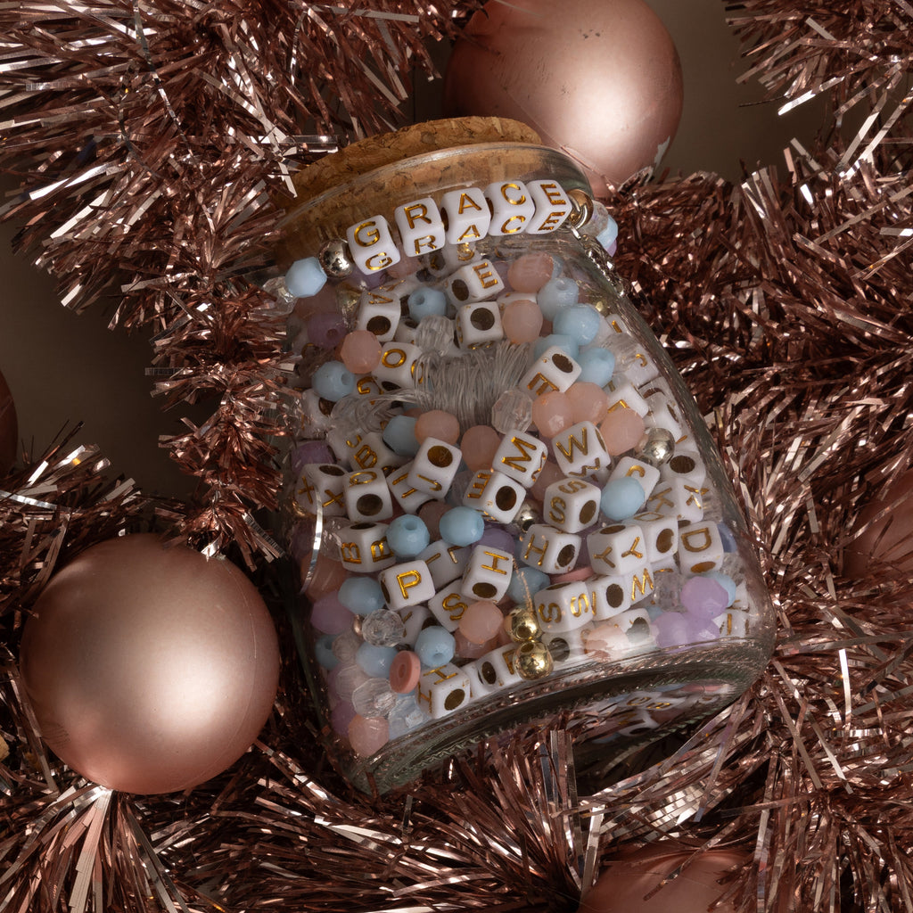 Grace Alphabet Bead Bracelet DIY Jar with Cherub Charm