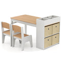 Kids Art Table and Chairs Set with 2 Chairs and Paper Roll