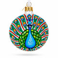 Peacock Glittered Glass Ball Christmas Ornament 3.25 Inches