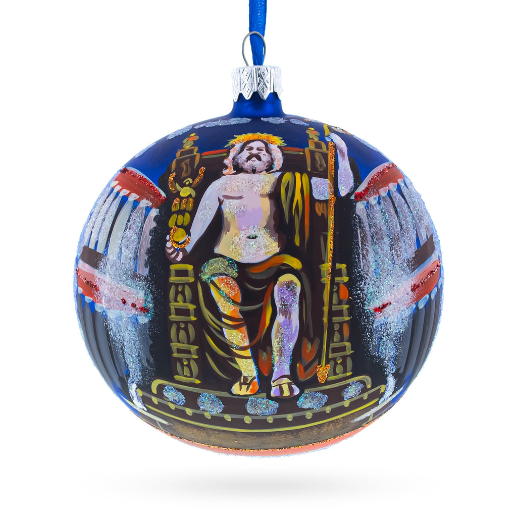 Statue of Zeus in Olympia, Greece Glass Ball Christmas Ornament 4 Inches