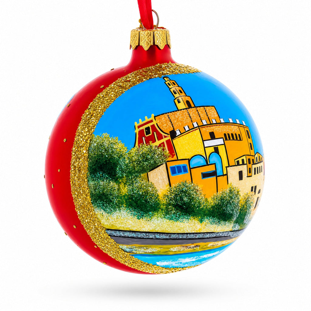 Jaffa Old City, Tel Aviv, Israel Glass Ball Christmas Ornament 4 Inches