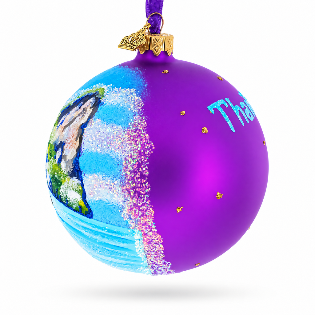 Thailand Beach Glass Ball Christmas Ornament 4 Inches
