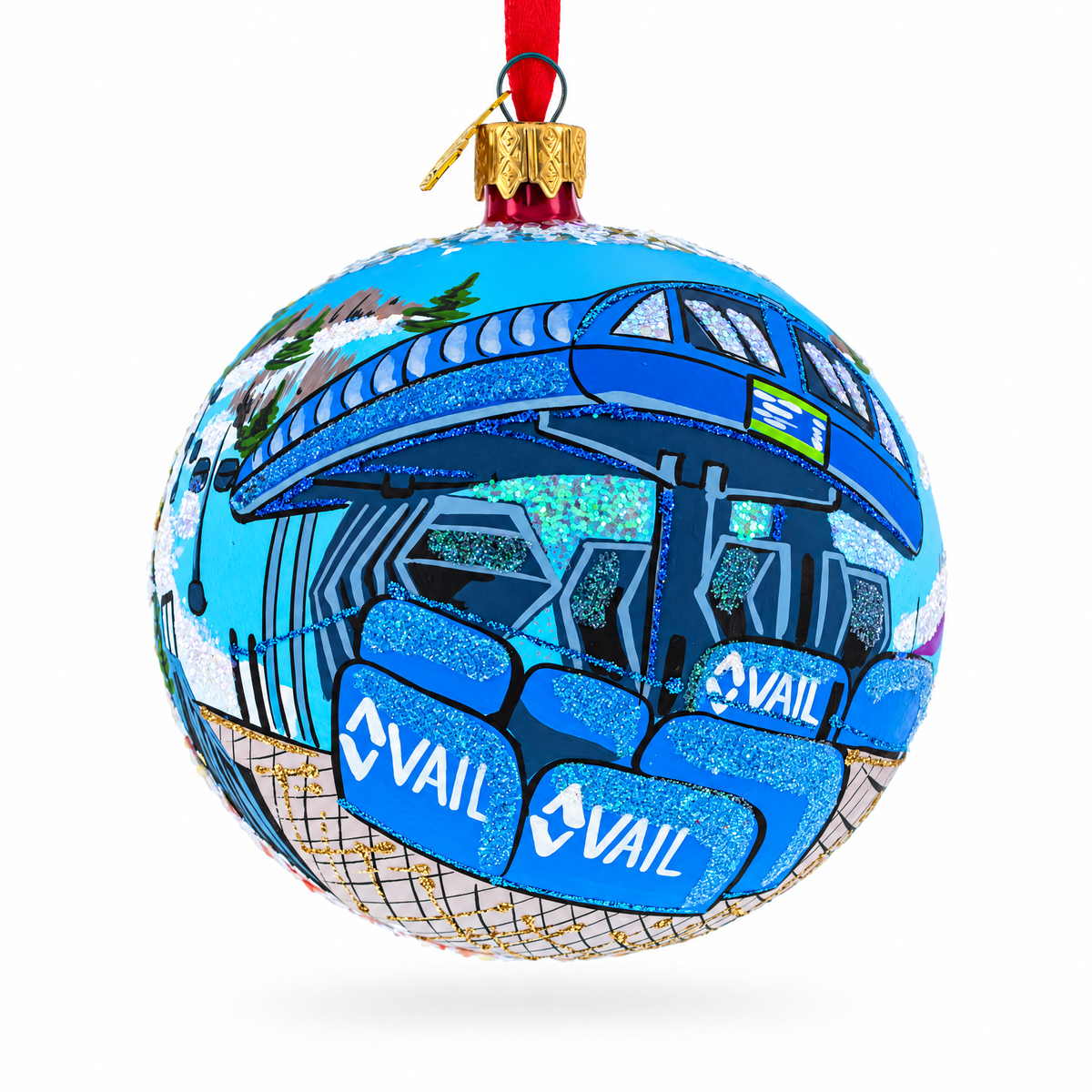 Colorado Ski Resort Glass Ball Christmas Ornament 4 Inches