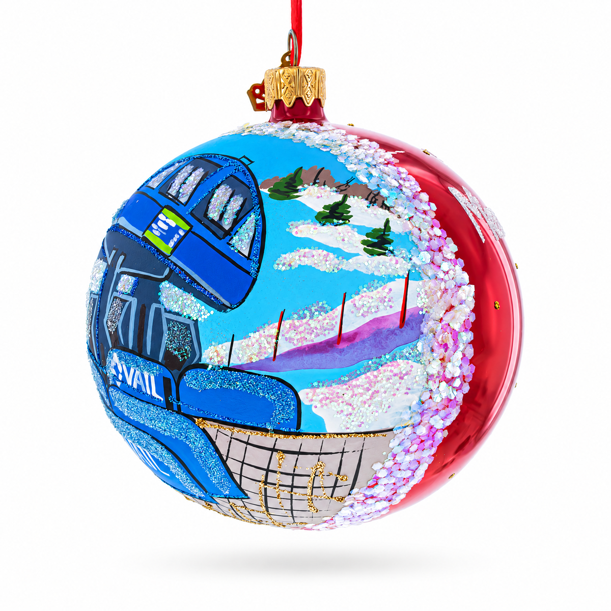 Colorado Ski Resort Glass Ball Christmas Ornament 4 Inches