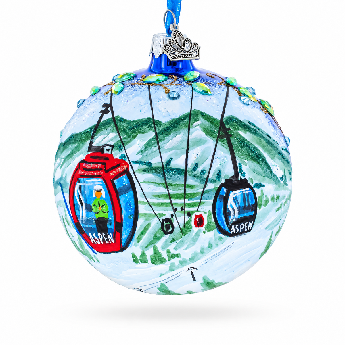 Aspen Snowmass Ski Resort, Colorado Glass Ball Christmas Ornament 4 Inches