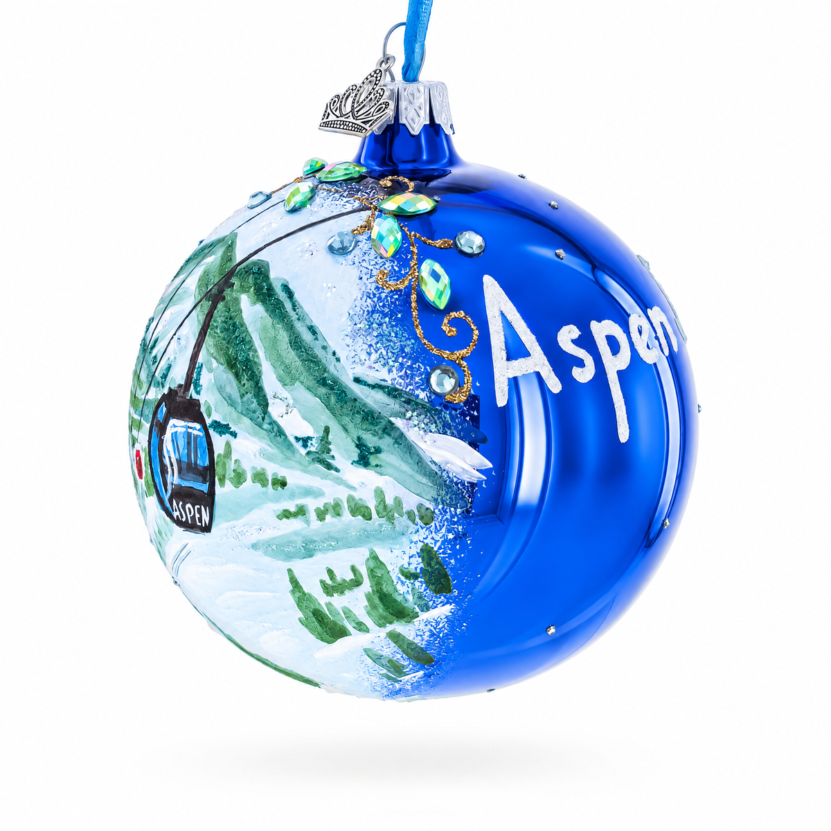 Aspen Snowmass Ski Resort, Colorado Glass Ball Christmas Ornament 4 Inches