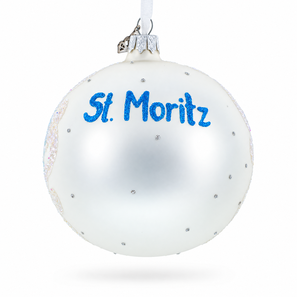 St. Moritz, Switzerland Glass Ball Christmas Ornament 4 Inches