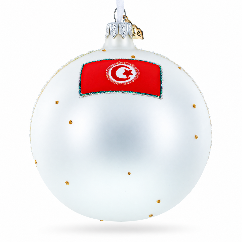 Beach at Hammamet, Tunisia Glass Ball Christmas Ornament 4 Inches