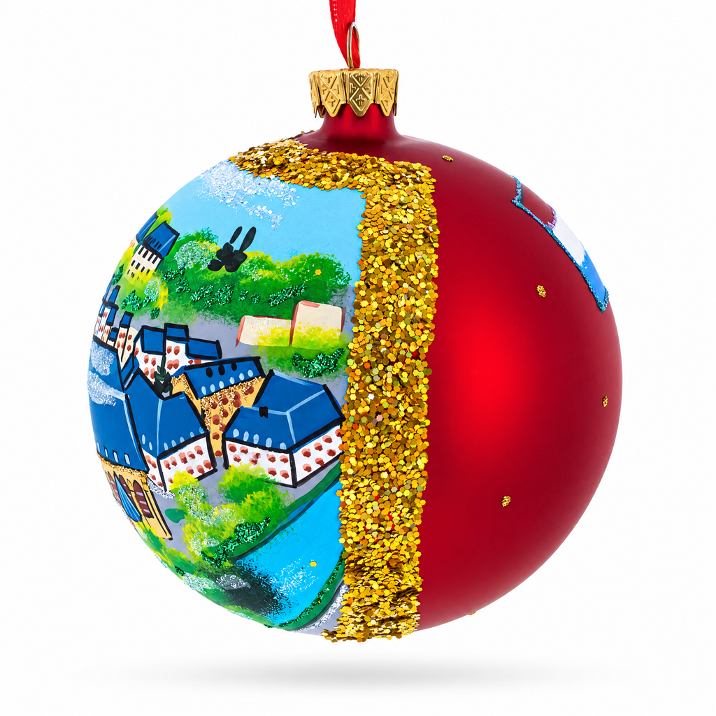 Le Chemin de la Corniche, Luxembourg City, Luxembourg Glass Ball Christmas Ornament 4 Inches