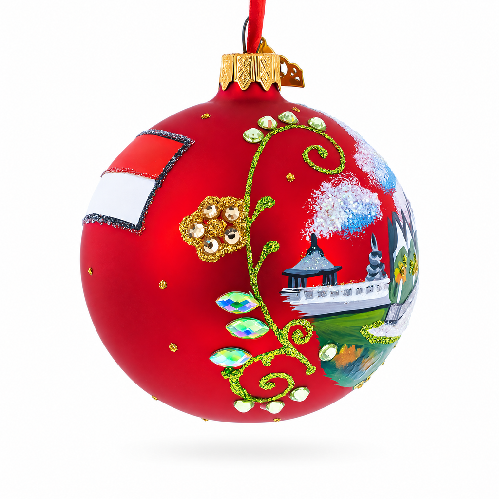 Balinese Temple, Denpasar, Indonesia Glass Ball Christmas Ornament 3.25 Inches