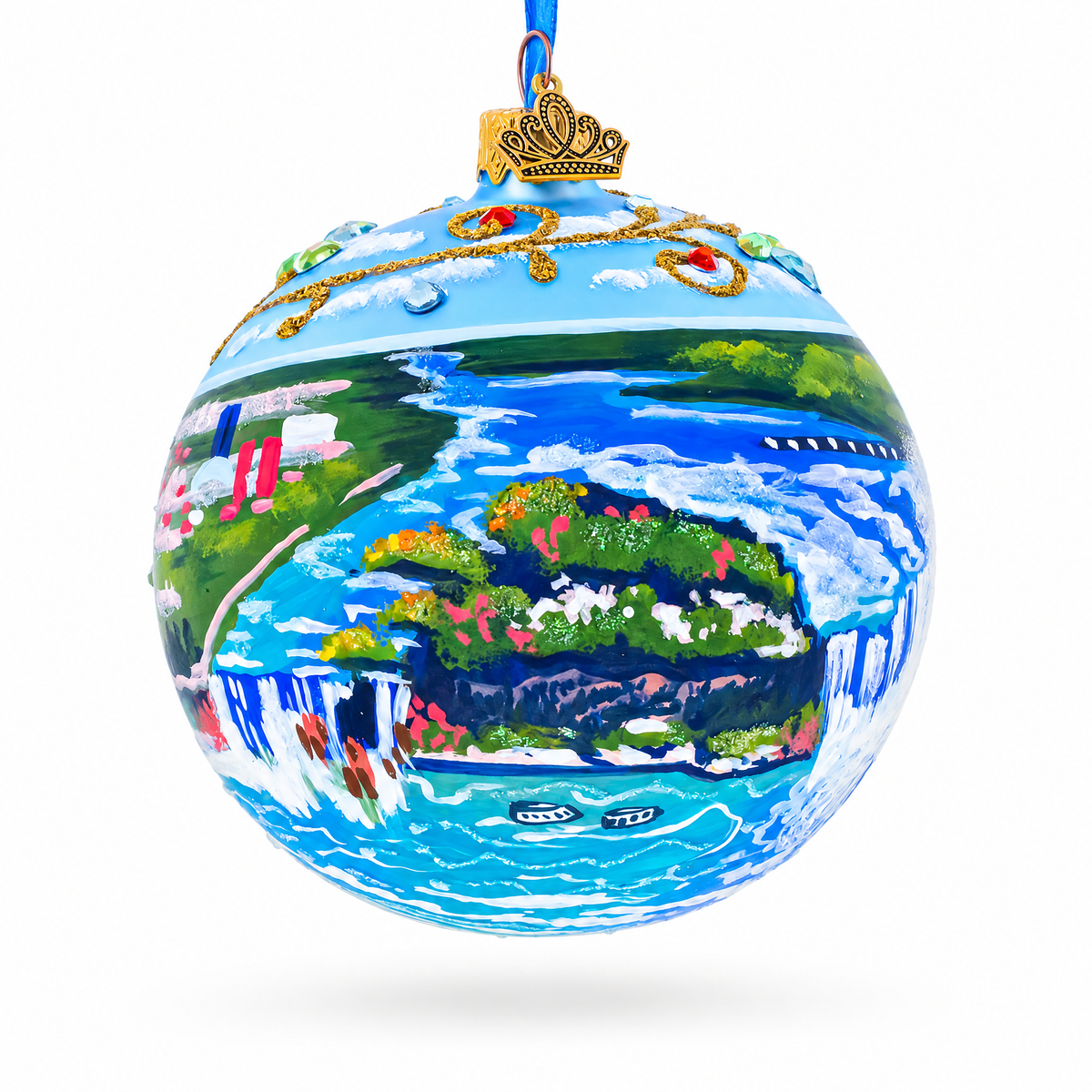 Niagara Falls USA Canada Glass Ball Christmas Ornament 4 Inches