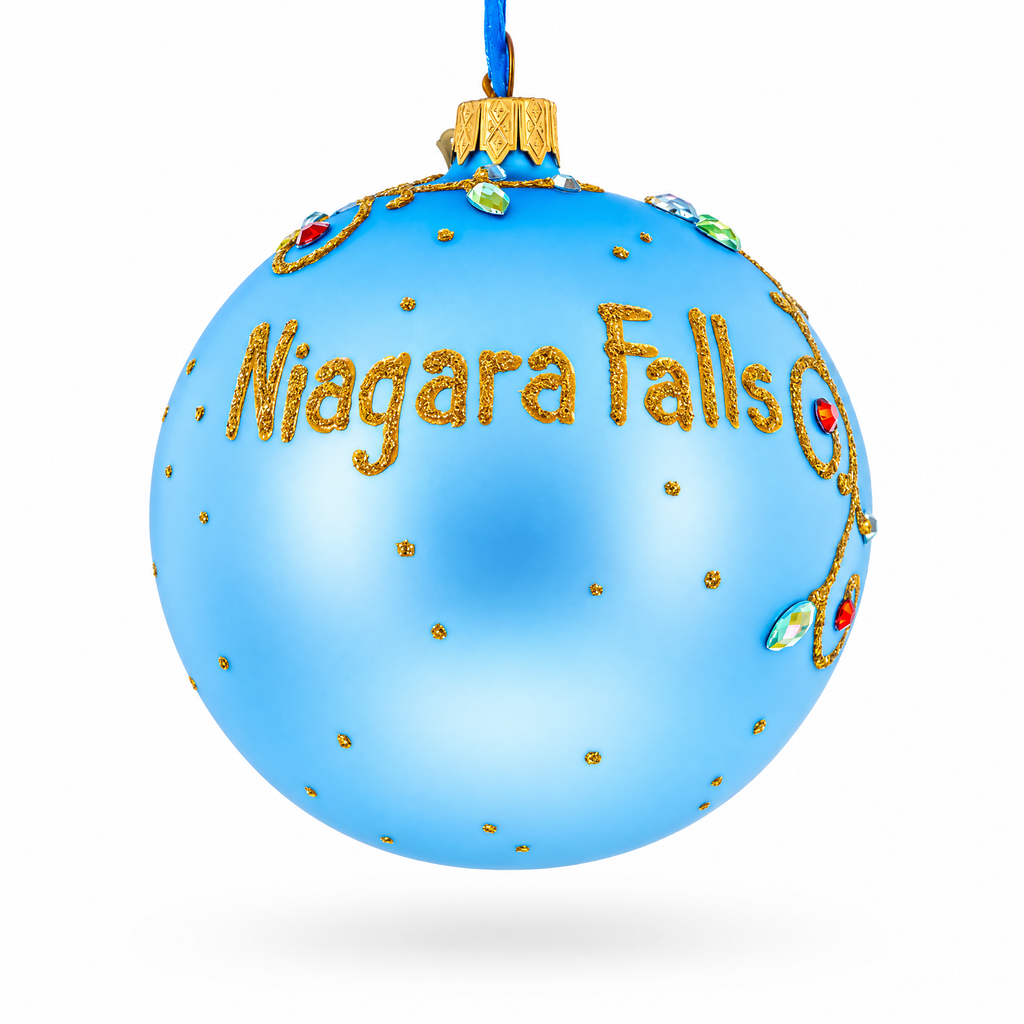 Niagara Falls USA Canada Glass Ball Christmas Ornament 4 Inches