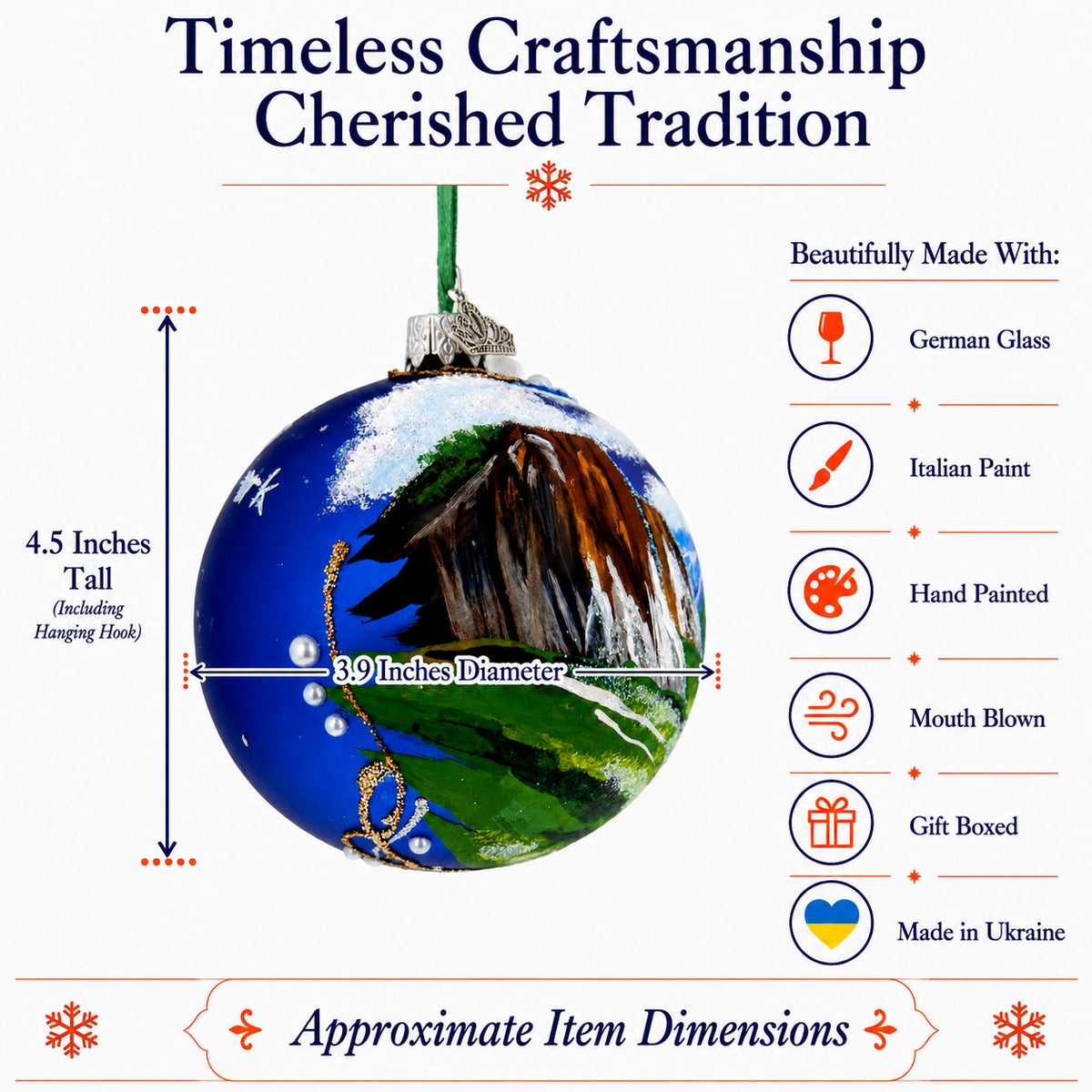 Yosemite National Park Glass Christmas Ornament