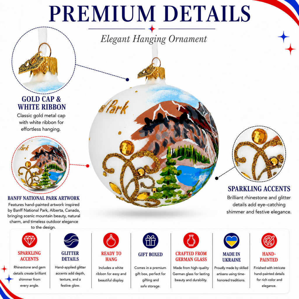 Banff National Park, Alberta, Canada Glass Christmas Ornament