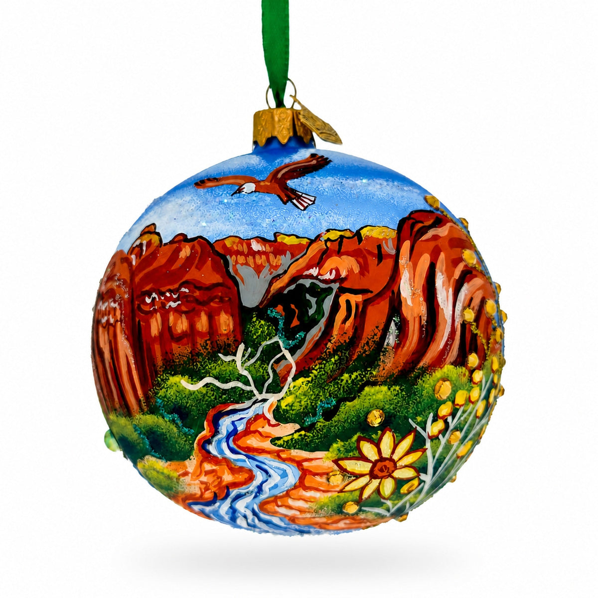 Zion National Park, Utah Glass Christmas Ornament