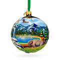 Yellowstone National Park Glass Christmas Ornament