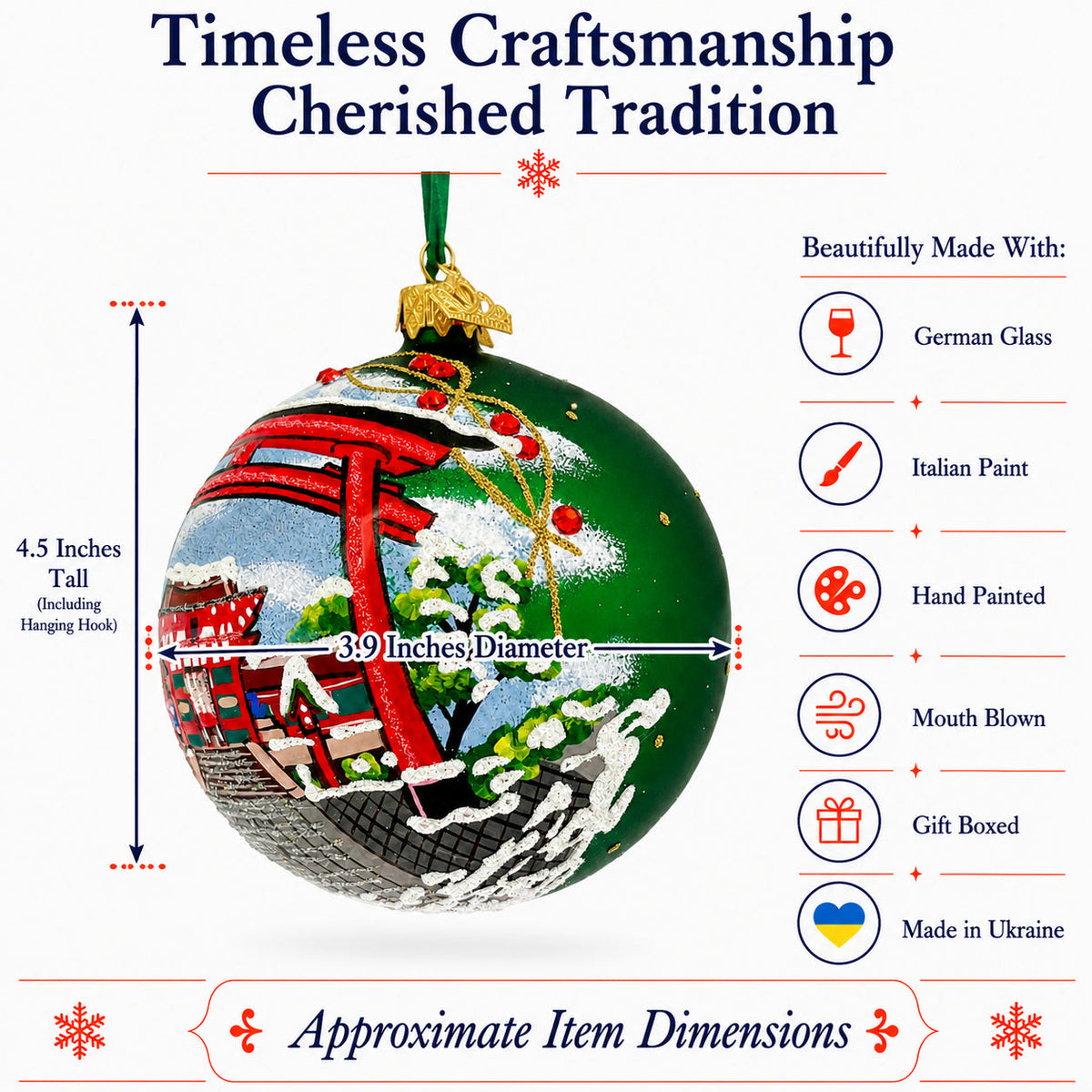 Fushimi Inari Taisha, Kyoto, Japan Glass Christmas Ornament