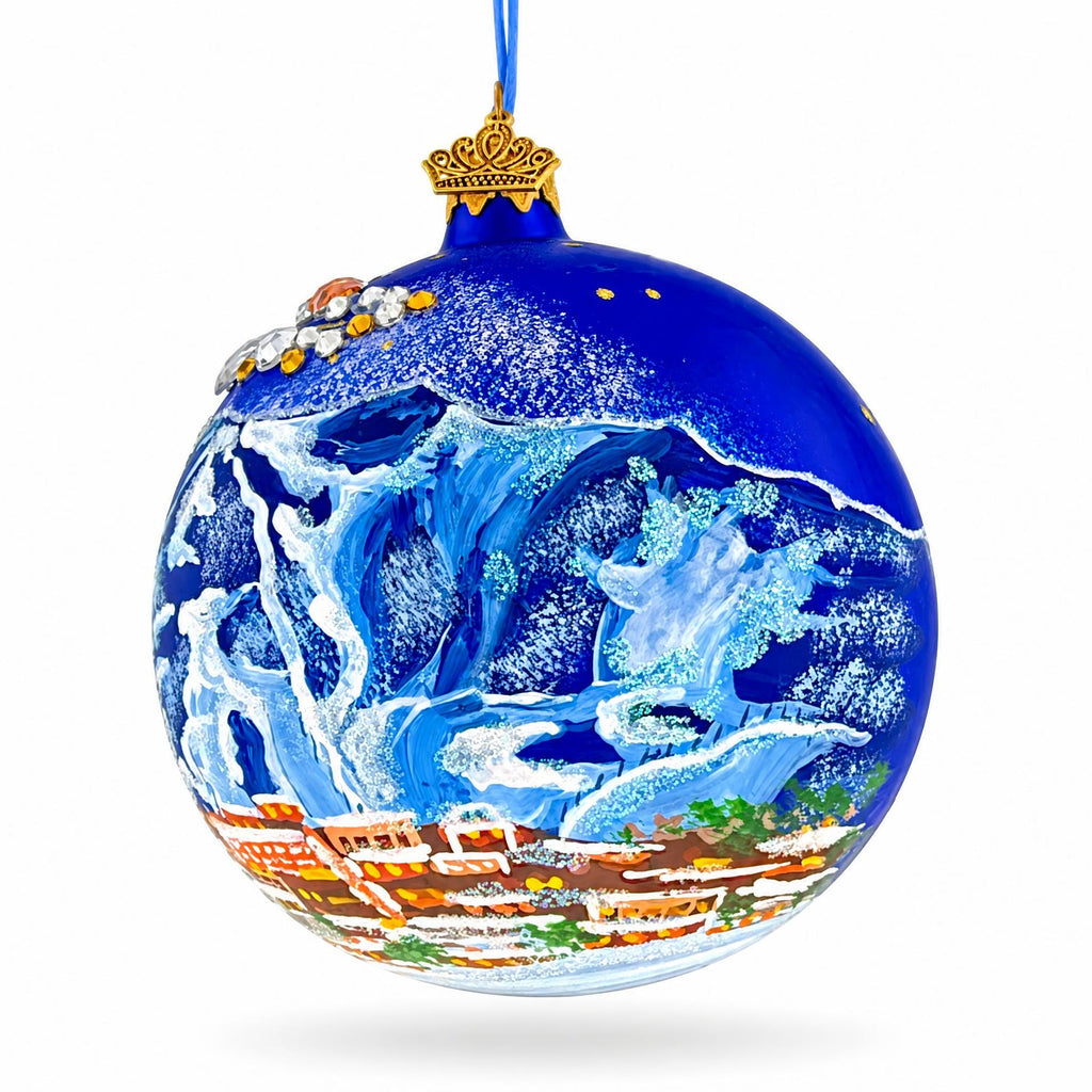 Aspen, Colorado Mountain Ski Trails Glass Ball Christmas Ornament