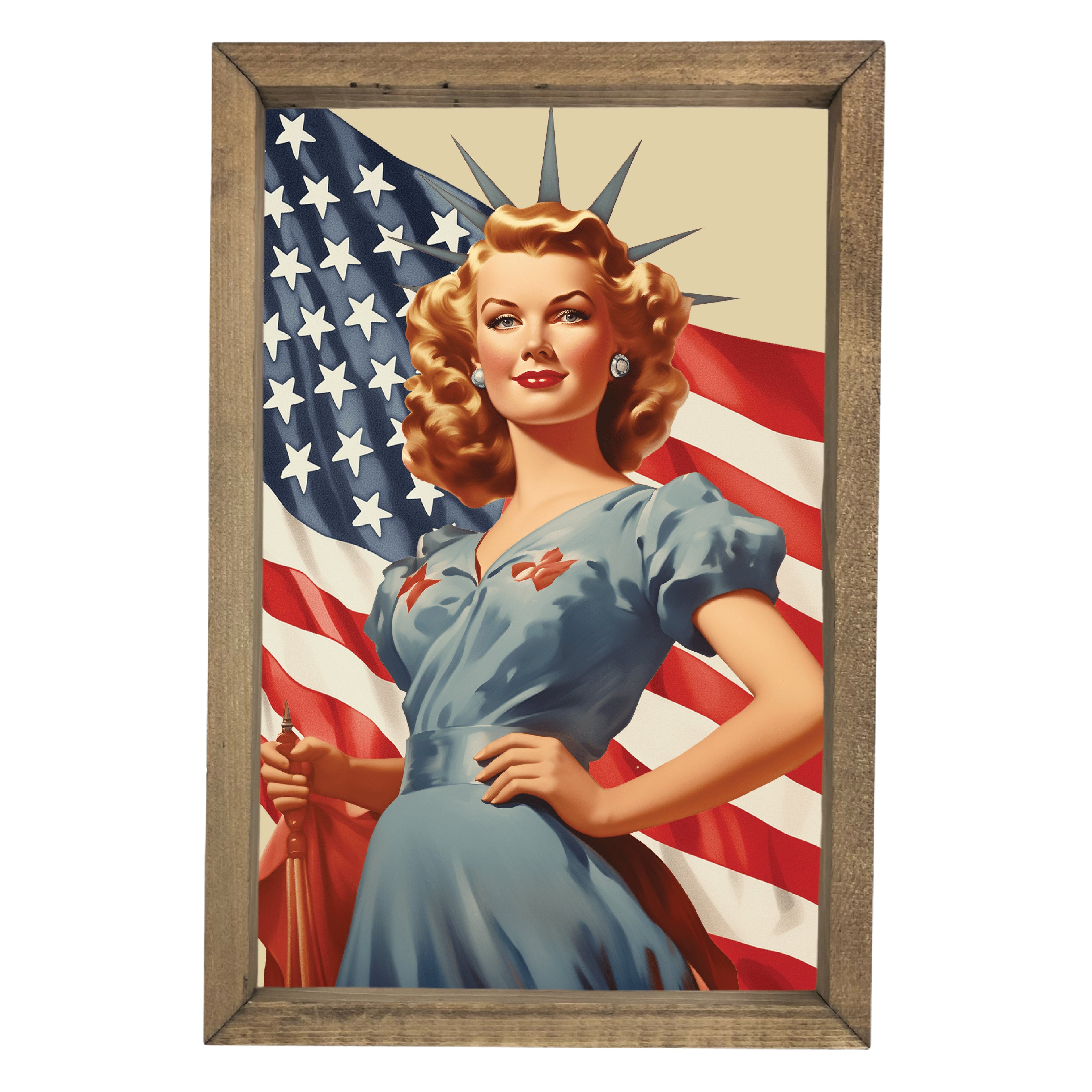 Vintage Lady Liberty Framed Art