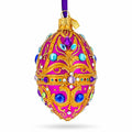 Magenta Purple Jeweled Glitter Scrollwork Glass Egg Christmas Ornament