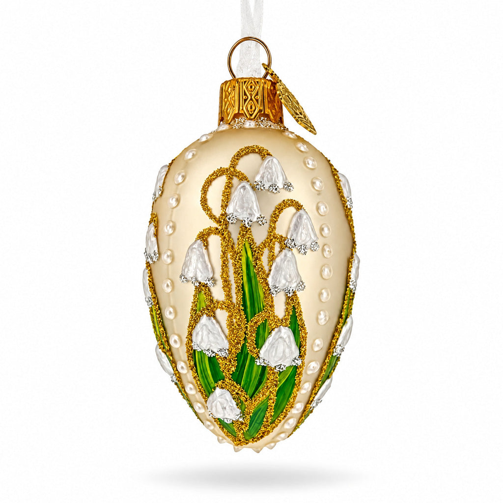 Lily of the Valley on Champagne Glass Egg Ornament