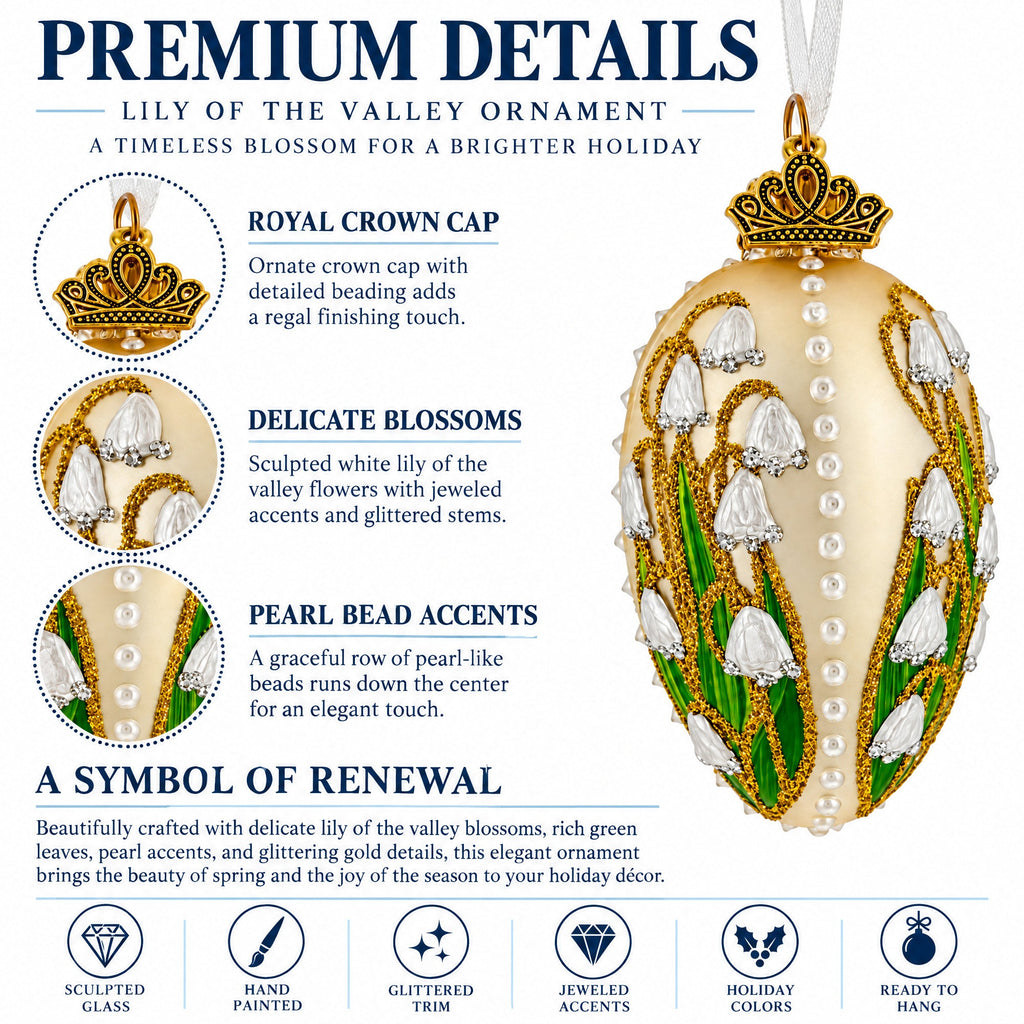 Lily of the Valley on Champagne Glass Egg Ornament