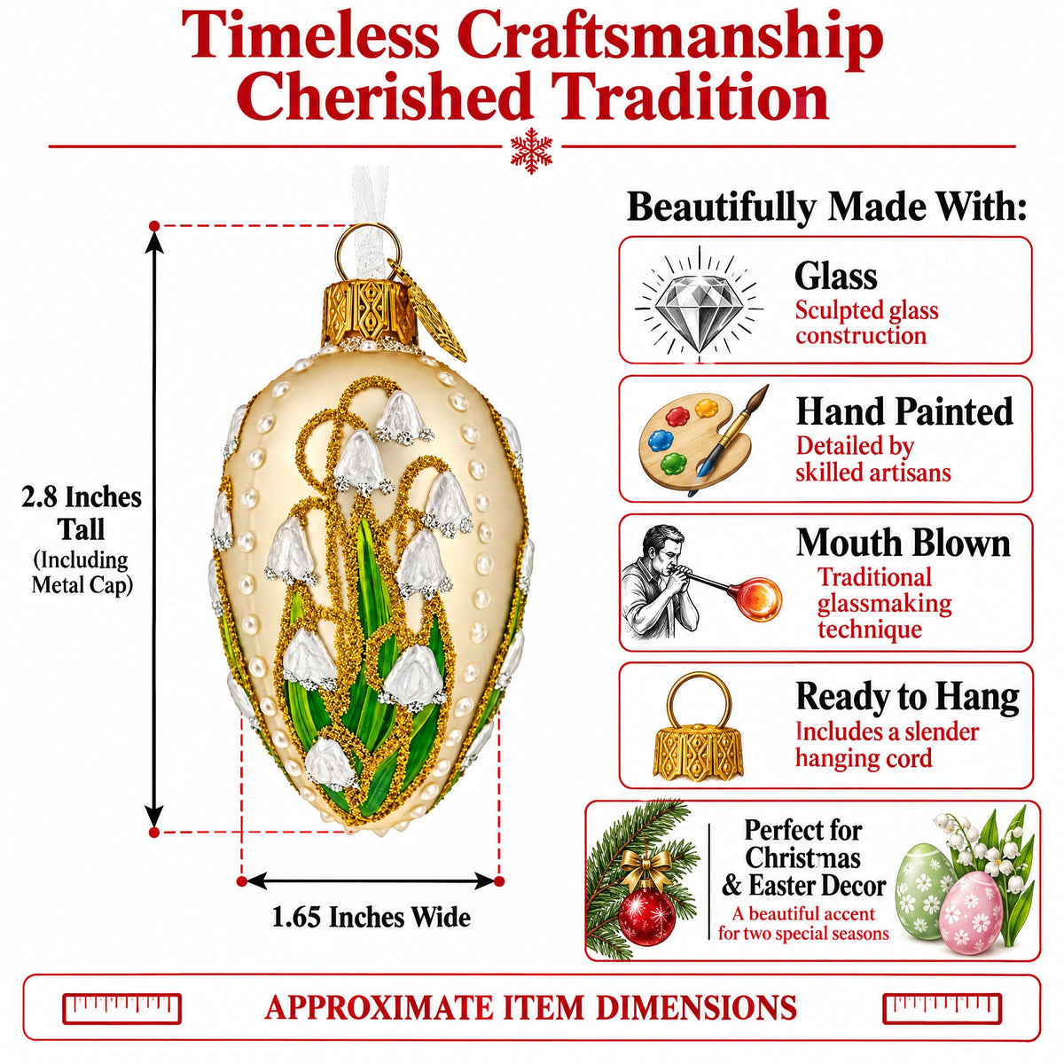 Lily of the Valley on Champagne Glass Egg Ornament