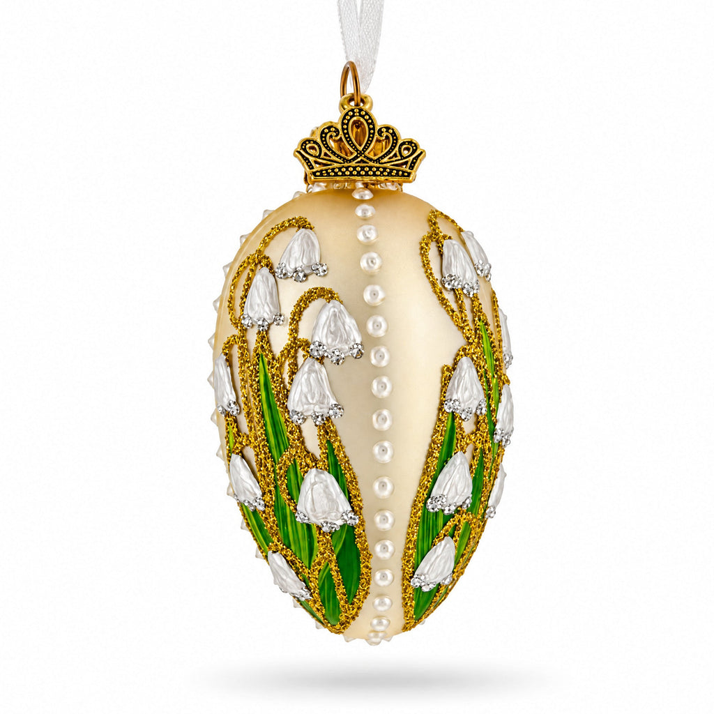 Lily of the Valley on Champagne Glass Egg Ornament