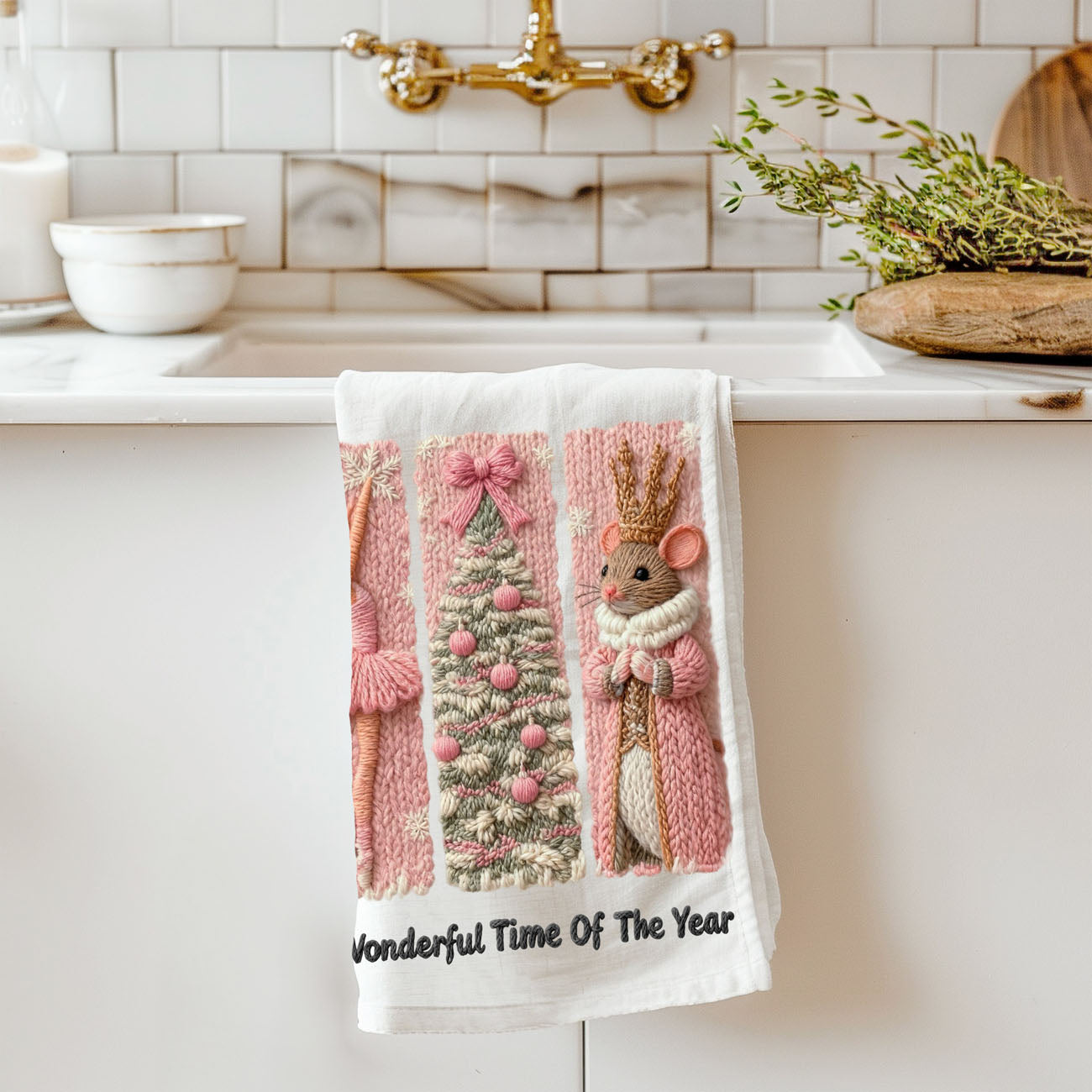 Nutcracker Pink Kitchen Towel