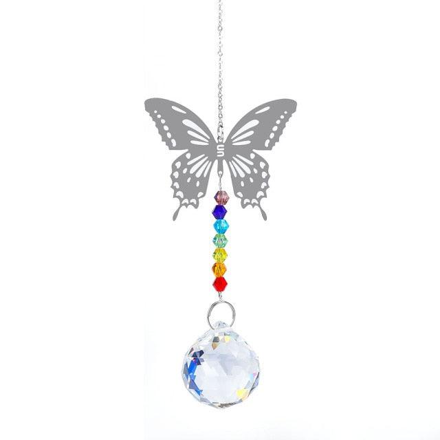 Metallic Hoop Moon Sun Catcher Hanging Crystal Pendant Chandelier Lamps Light Crystals Glass Pendants Light Rainbow Maker Wind Chime Hanging Drop Gift of Good Luck Garden Decor Hanging Ornament For Home Decoration