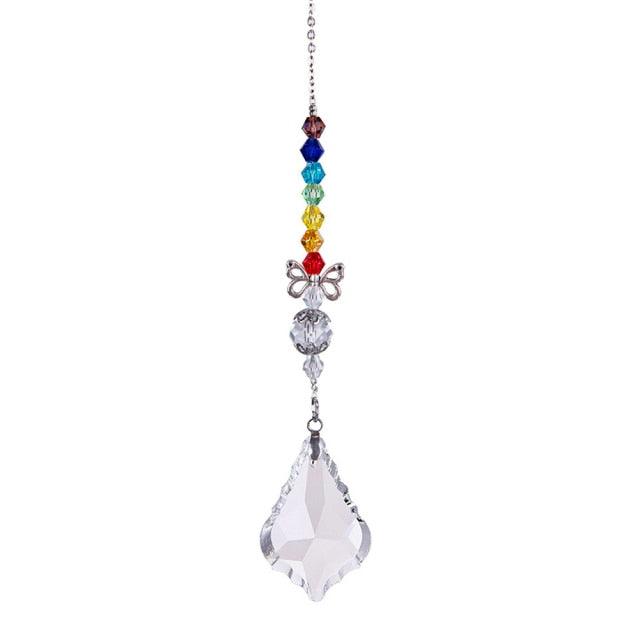 Metallic Hoop Moon Sun Catcher Hanging Crystal Pendant Chandelier Lamps Light Crystals Glass Pendants Light Rainbow Maker Wind Chime Hanging Drop Gift of Good Luck Garden Decor Hanging Ornament For Home Decoration