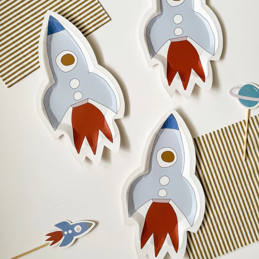 Mini Space Rocketship Dessert Plate (8pcs)