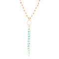 Multi Stone Orange Coral Golden Y-Neck