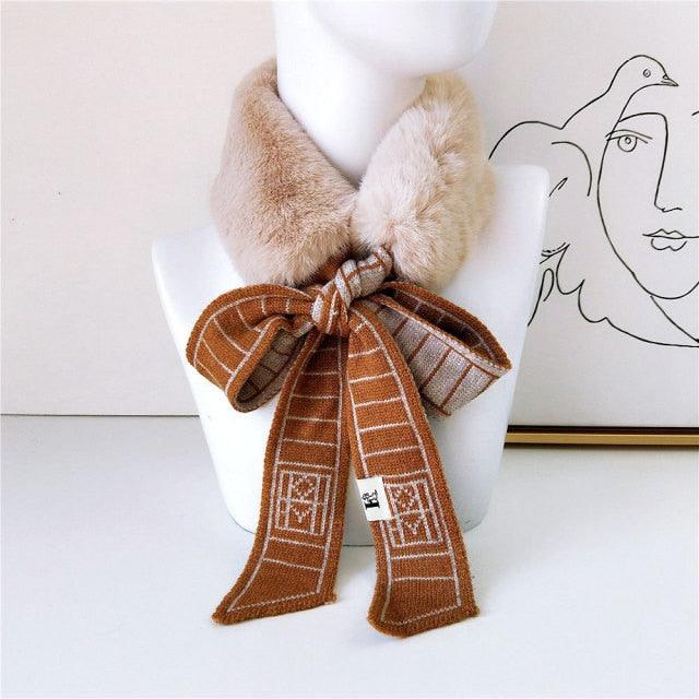 New Autumn Winter Fashion Soft Faux Fur Crochet Knitted  Neck Warmer Elastic Neck Gaiter Head Wrap Lightweight Scarf Collar Neck Elegant Warmer Scarves for Women