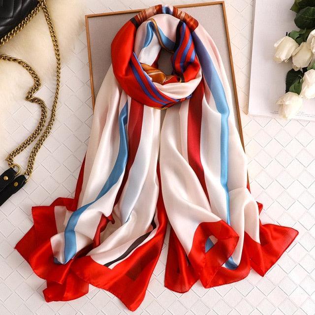 New Brand Designer Luxury  Winter Long Silk Scarf Shawls Wraps Print Cotton Scarf Stylish Head Wraps Scarves Hijabs Neck Scarves Lady Hijab For Female