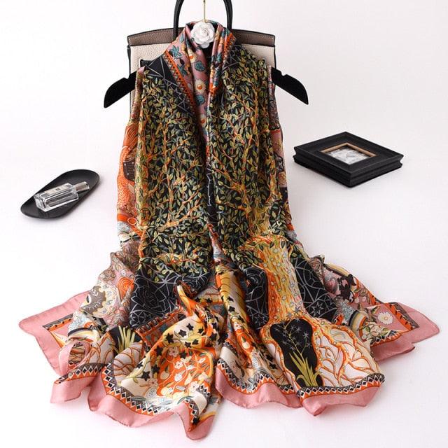 New Brand Designer Luxury  Winter Long Silk Scarf Shawls Wraps Print Cotton Scarf Stylish Head Wraps Scarves Hijabs Neck Scarves Lady Hijab For Female