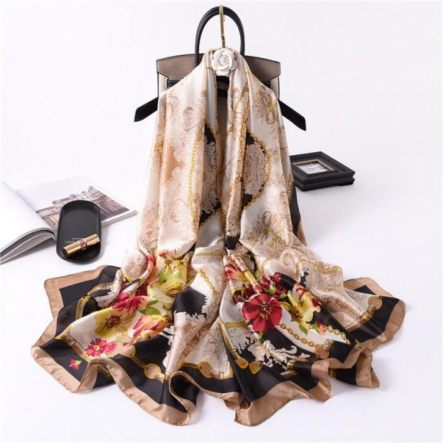 New Brand Designer Luxury  Winter Long Silk Scarf Shawls Wraps Print Cotton Scarf Stylish Head Wraps Scarves Hijabs Neck Scarves Lady Hijab For Female