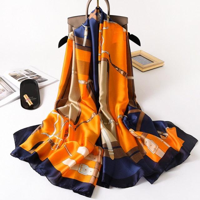 New Brand Designer Luxury  Winter Long Silk Scarf Shawls Wraps Print Cotton Scarf Stylish Head Wraps Scarves Hijabs Neck Scarves Lady Hijab For Female