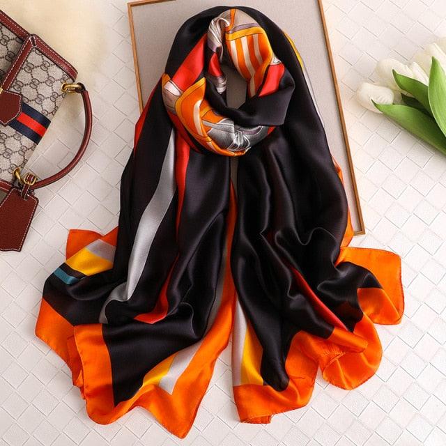 New Brand Designer Luxury  Winter Long Silk Scarf Shawls Wraps Print Cotton Scarf Stylish Head Wraps Scarves Hijabs Neck Scarves Lady Hijab For Female
