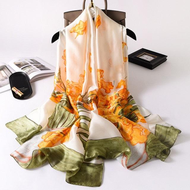 New Brand Designer Luxury  Winter Long Silk Scarf Shawls Wraps Print Cotton Scarf Stylish Head Wraps Scarves Hijabs Neck Scarves Lady Hijab For Female