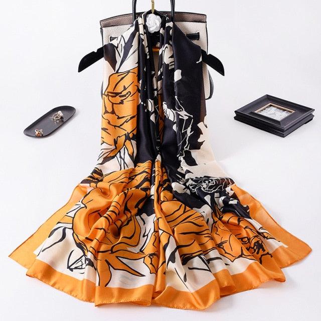 New Brand Designer Luxury  Winter Long Silk Scarf Shawls Wraps Print Cotton Scarf Stylish Head Wraps Scarves Hijabs Neck Scarves Lady Hijab For Female
