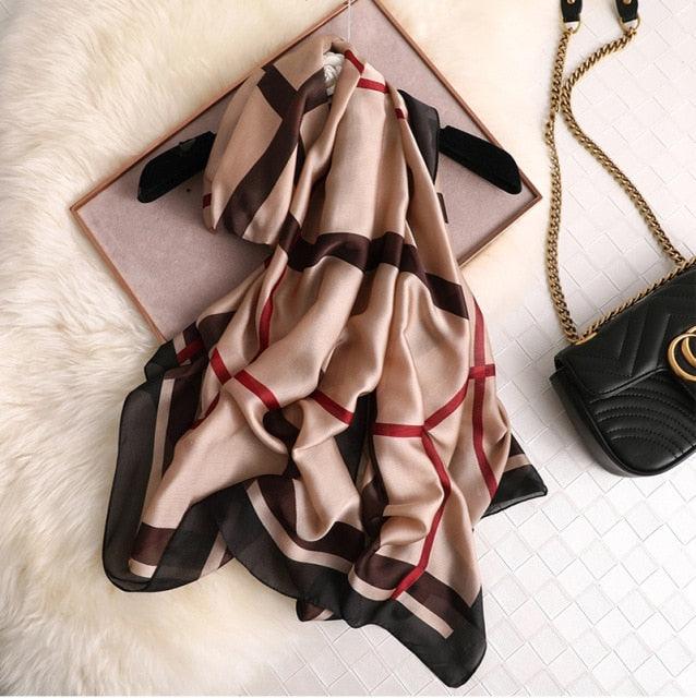 New Brand Designer Luxury  Winter Long Silk Scarf Shawls Wraps Print Cotton Scarf Stylish Head Wraps Scarves Hijabs Neck Scarves Lady Hijab For Female