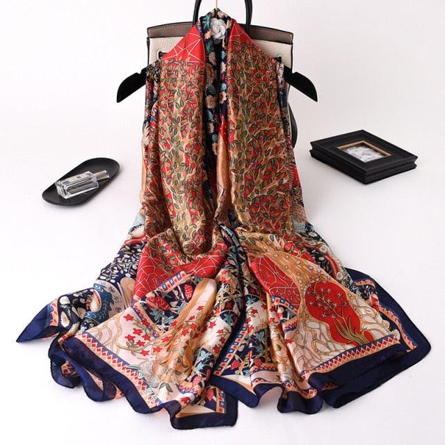 New Brand Designer Luxury  Winter Long Silk Scarf Shawls Wraps Print Cotton Scarf Stylish Head Wraps Scarves Hijabs Neck Scarves Lady Hijab For Female