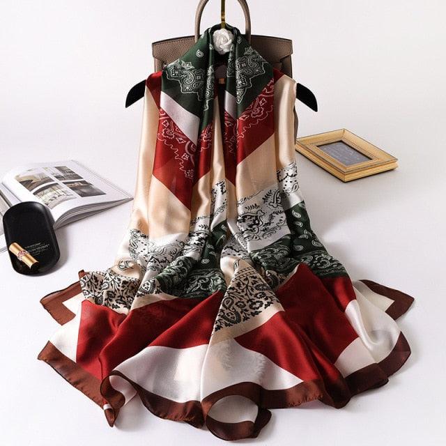 New Brand Designer Luxury  Winter Long Silk Scarf Shawls Wraps Print Cotton Scarf Stylish Head Wraps Scarves Hijabs Neck Scarves Lady Hijab For Female